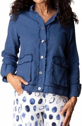 Habitat Summer Breeze Fringe Jacket In Navy