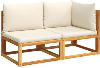 vidaXL Sof&aacute; De Jard&iacute;n Con Cojines, 2 Plazas, Madera De Acacia Y Rat&aacute;n Vidaxl