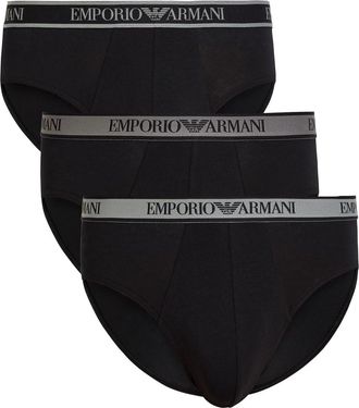 Emporio Armani Logo Stretch-cotton Briefs - set of Three - Multicoloured - XL