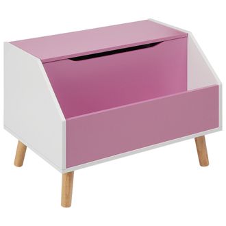 Beliani Beliani - Armario Caja Mdf Madera De Caucho Patas Con Tapas Ba&uacute;l Infantil Con Estante Rosa Casper