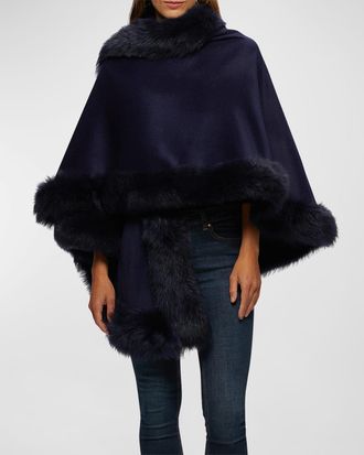 Gorski Cashmere Capelet with Lamb Shearling Trim