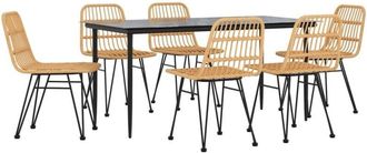 vidaXL Juego De Comedor De Jard&iacute;n 7 Piezas Rat&aacute;n Sint&eacute;tico Vidaxl