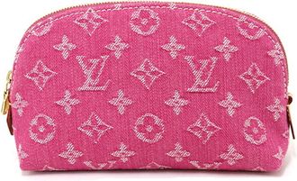 Louis Vuitton Monogram Denim Fuchsia Monogram Denim Pochette Pouch (Pre-Owned)