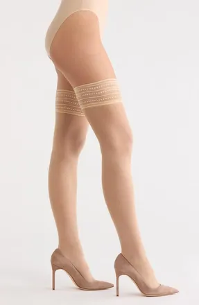 Nordstrom Stay Up Thigh High Sheer Stockings in Beige Almond at Nordstrom, Size Medium