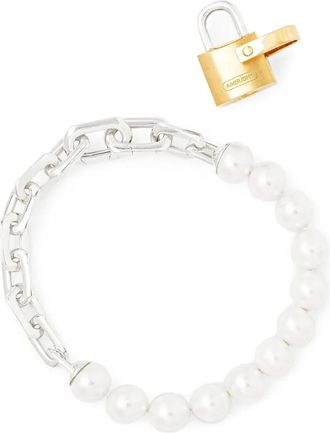 AMBUSH Bracciale placcato argento con finte perle