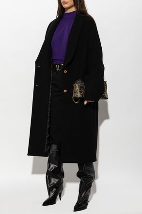 Versace Wool Coat, Womens, Black