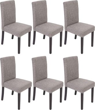 Hhg Hhg - Nunca Usado] Lote De 6 Sillas De Comedor Silla De Cocina Littau, Textil, Gris, Patas Oscuras