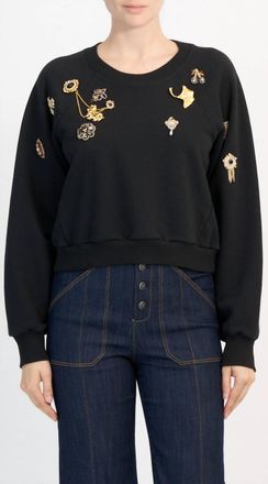 Cinq &agrave; Sept Brooches Jennifer Pullover Sweater In Black