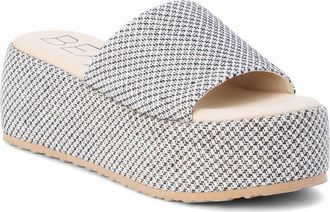 Matisse Footwear Pismo Platform Wedge Sandal in White/Black Jute at Nordstrom, Size 10