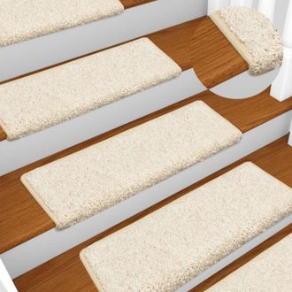 vidaXL vidaXL Tappetini per scale 15 pz 65x21x4 cm bianchi con bordo rettangolare