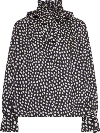 Chloé BLOUSE WITH RUFFLES AND RIBBONS ON THE FRONT IN SILK JACQUARD - Chloe - Woman