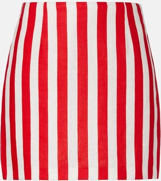 Poss&eacute; Alice stripped linen miniskirt