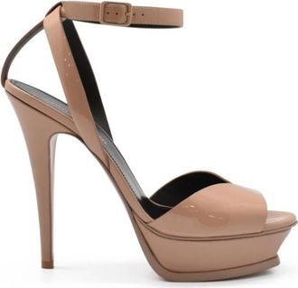 Saint Laurent Tribute Lips Sandal - Dames - Sandalen met hakken - Roze - 41 EU - Leer - Schoenen