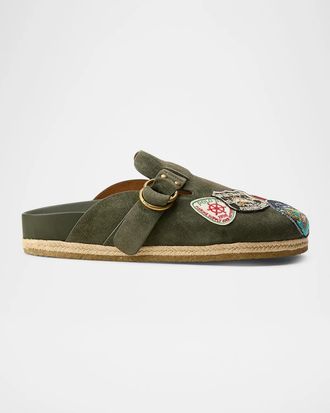 Polo Ralph Lauren Men & apos;s Turbach Logo-Patch Suede Clog Sandals