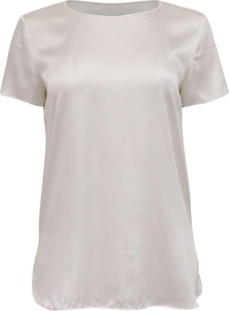 Max Mara Leisure Cortona T-Shirt in Off-White Silk Satin