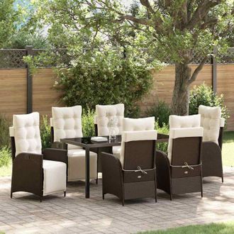 vidaXL Conjunto De Comedor De Jard&iacute;n 7 Pcs Marr&oacute;n Polirat&aacute;n Vidaxl