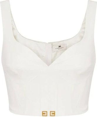Elisabetta Franchi Dames, Tops, Wit, Maat: 2XL Satijn