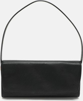 Aigner Black Textured Leather Flap Shoulder Bag