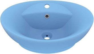 vidaXL Vidaxl - Lavabo lujoso con rebosadero cerámica azul claro 58,5x39 cm