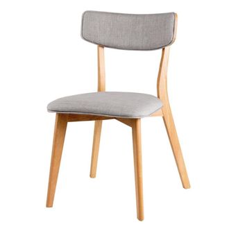 Koketto Home Silla de comedor gris claro con patas color roble