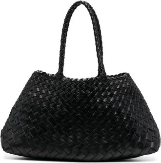 Dragon Diffusion Santa Croce Grote Handgeweven Mand Tote Bag - Dames - Shoppers - Zwart - ONE Size - Leer - Tassen