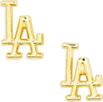 Luv AJ Los Angeles Dodgers Logo Stud Earrings in Gold at Nordstrom