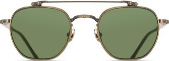 Matsuda M3148 Ronde Zonnebril - unisex - Accessoires - Grijs - Maat: 48 MM Leer