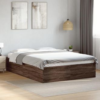 vidaXL Estructura De Cama Madera De Ingenier&iacute;a Marr&oacute;n Roble 135x190 Cm Vidaxl