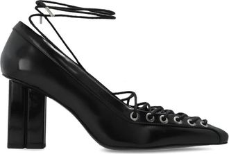 Ganni Lace Up Butterfly High Pump - Dames - Pumps - Zwart - 41 EU - Polyester - Schoenen