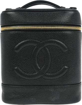 Chanel Pre-owned Handbags, female, Black, Size: ONE SIZE Pre-owned Vintage Leather Handbag