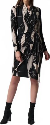 Joseph Ribkoff Abstract Print Wrap Dress In Black/moonstone