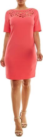 Nina Leonard Cutout Elbow Sleeve Sheath Dress in Teaberry at Nordstrom Rack, Size X-Large