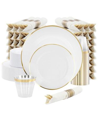 Elama 350Pc Disposable Plastic Dinnerware Party Set