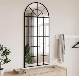 vidaXL Specchio da Parete Nero 60x130 cm Arco in Ferro