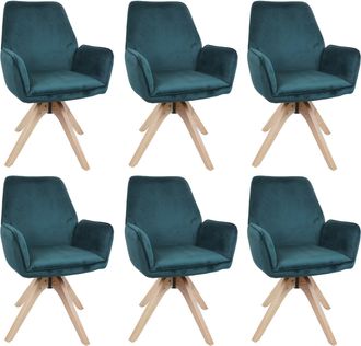 Hhg [nunca Usado] Juego De 6 Sillas De Comedor Hhg-384, Sillas De Mesa De Comedor Y De Cocina Con Reposabrazos, Giratorias, De Madera Y Terciopelo De 320 