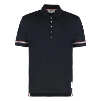 Thom Browne Polo Shirts, male, Blue, L, Cotton Pique Polo