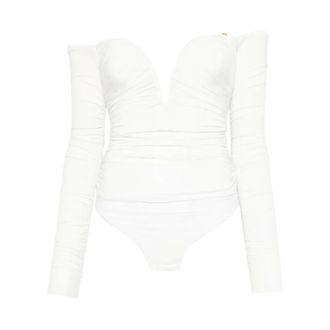 Elisabetta Franchi Body, female, White, Size: XS Lightweight Crepe Jersey Bodysuit