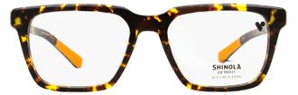 Shinola SH15000 Flexon Rectangular Frames Eyeglasses - Amber Tortoise