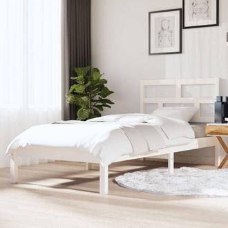 vidaXL Estructura De Cama Individual De Madera Maciza Blanco 90x190 Cm Vidaxl