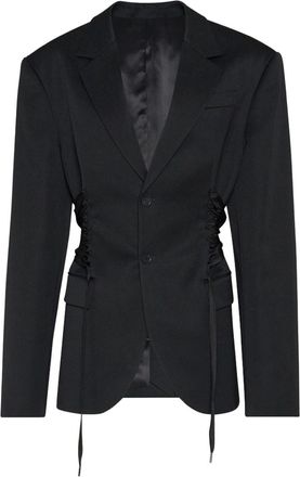 Jean Paul Gaultier lace-detail wool blazer - women - Viscose/Virgin Wool - 40 - Black