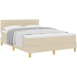 vidaXL Box Spring Bed with Mattress Cream 140 x 190 cm Fabric vidaXL