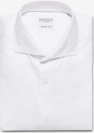 Brunello Cucinelli Flanellhemd mit Fischgrät-Textur Basic Fit