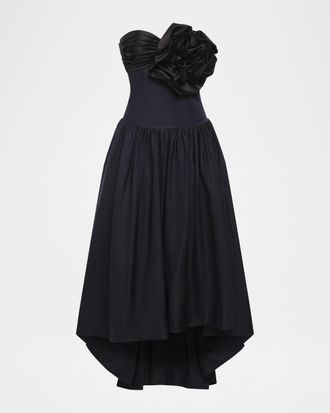 Bcbgmaxazria Strapless Floral Appliqu&eacute; High-Low Gown