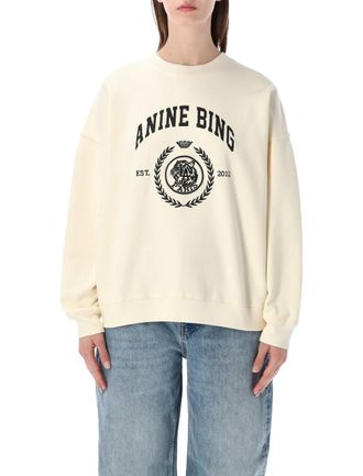 Anine Bing Miles Collegiate Oversized Cotton Fleece Sweatshirt