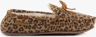 Hush Puppies Womens Hush Puppies ALLIE Womens Suede Moccasin Slippers Leopard - Brown - Size: 8