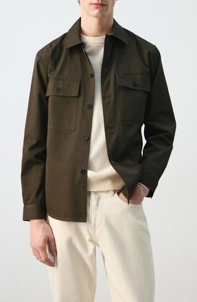 Mango Cotton Overshirt in Brown at Nordstrom, Size Medium