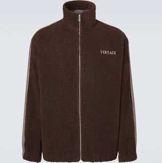 Versace Logo cotton terry zip-up sweatshirt