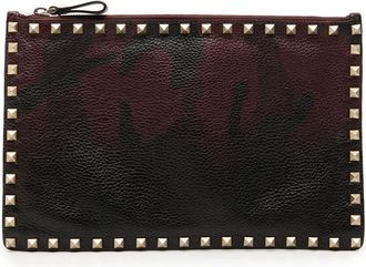 Valentino Pre-owned Valentino Grained Calfskin Rockstud Camouflage Zip Clutch Ladies EZIO84LQ7D9UH51K