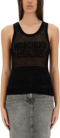 Moschino Black Logo Round Neck Top