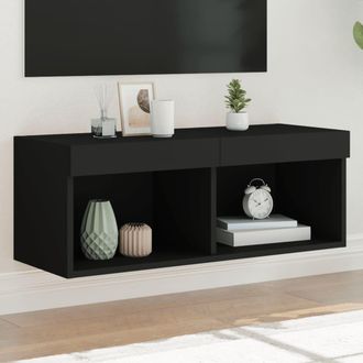 vidaXL Vidaxl - Mueble Para Tv Con Luces Led Negro 80x30x30 Cm